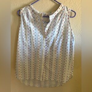 LOFT Button-Front Blouse with Red and Blue Dots